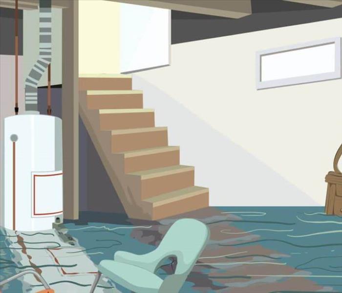 drawing of flooded basement